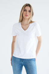 TRIKO BASIC V-NECK BÍLÉ